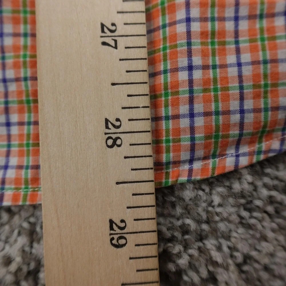 Ralph Lauren Shirt Mens S Orange Green Check Pony Button Up Long Sleeve Preppy‎